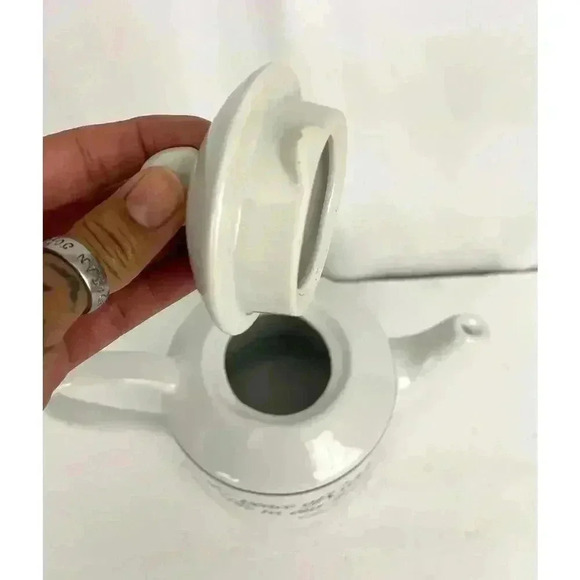 White Scripture Teapot Colossians 3:15 Peace of God Rule Hearts Microwave Safe - Picture 5 of 10